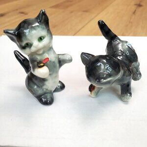 Vintage Lot of 2 Goebel Germany Kitten Ladybug Gray & White Miniature Figurines